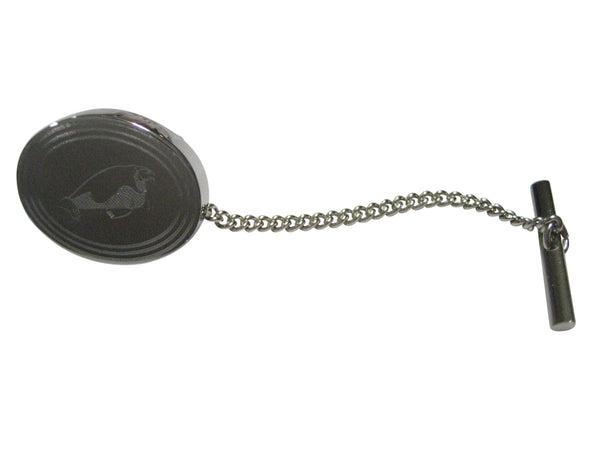 Silver Toned Etched Oval Walrus Tie Tack
