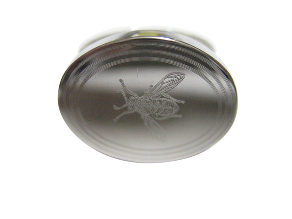 Silver Toned Etched Oval Wasp Insect Adjustable Size Fashion Ring