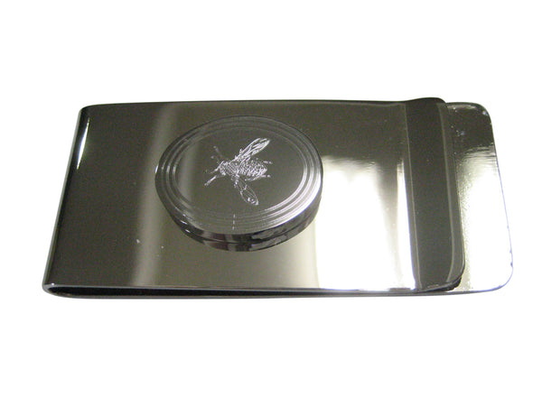 Silver Toned Etched Oval Wasp Insect Money Clip