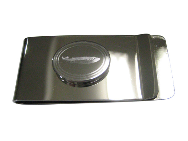 Silver Toned Etched Oval Whale Money Clip