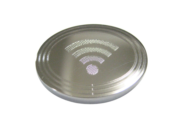 Silver Toned Etched Oval Wifi Symbol Magnet