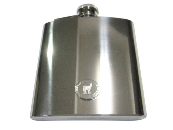 Silver Toned Etched Oval Zebra 6oz Flask