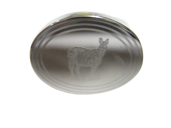 Silver Toned Etched Oval Zebra Adjustable Size Fashion Ring