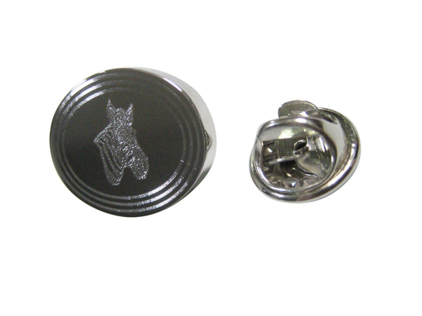 Silver Toned Etched Oval Zebra Head Lapel Pin