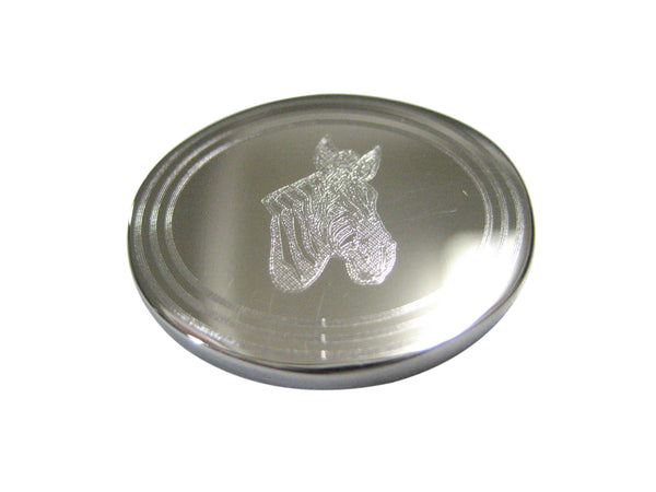 Silver Toned Etched Oval Zebra Head Magnet