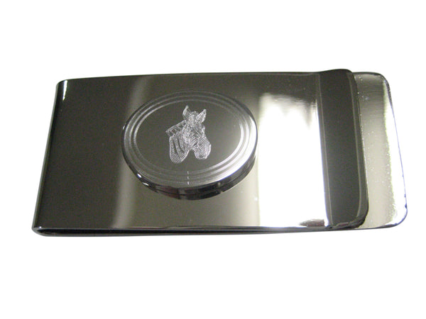 Silver Toned Etched Oval Zebra Head Money Clip