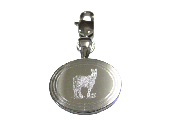 Silver Toned Etched Oval Zebra Pendant Zipper Pull Charm