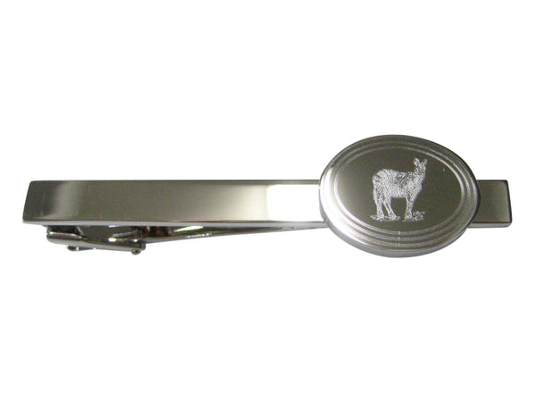 Silver Toned Etched Oval Zebra Tie Clip
