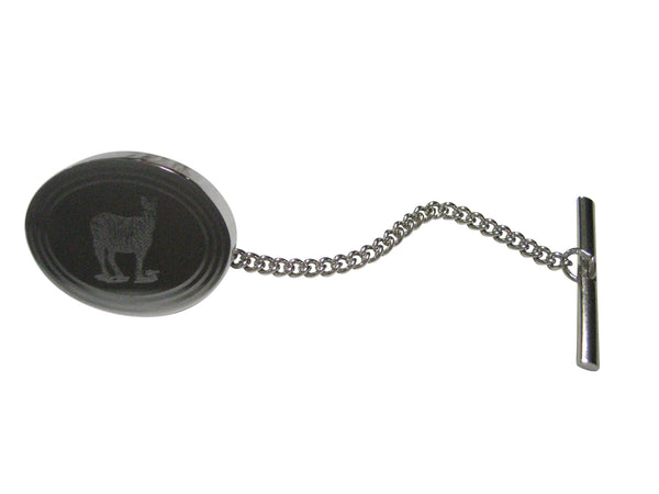 Silver Toned Etched Oval Zebra Tie Tack