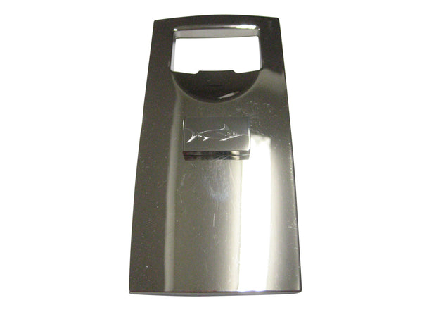 Silver Toned Etched Rectangular Marlin Sailfish Bottle Opener
