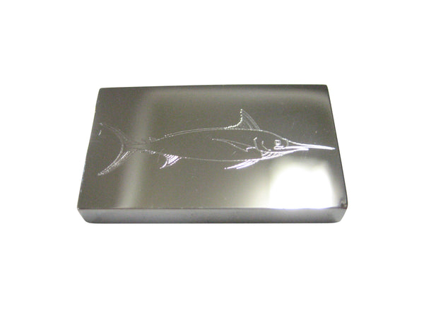 Silver Toned Etched Rectangular Marlin Sailfish Magnet