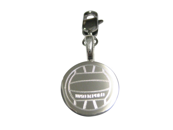 Silver Toned Etched Round Water Polo Pendant Zipper Pull Charm