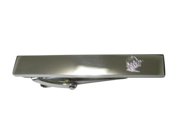 Silver Toned Etched Sleek African Buffalo Skinny Tie Clip