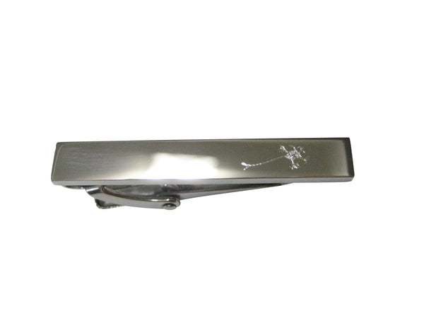 Silver Toned Etched Sleek Anatomical Neuron Nerve Cell Skinny Tie Clip