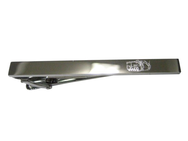 Silver Toned Etched Sleek Armored Vehicle Tie Clip