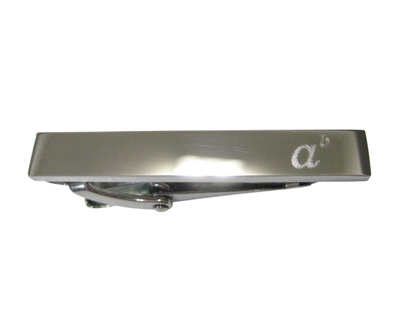 Silver Toned Etched Sleek A to The Power of B Skinny Tie Clip