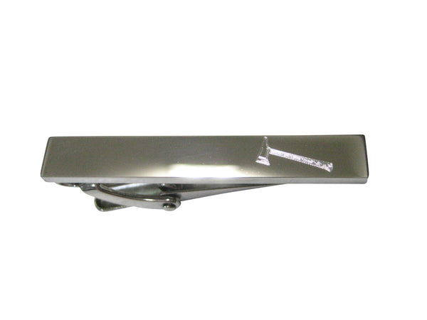 Silver Toned Etched Sleek Axe Skinny Tie Clip