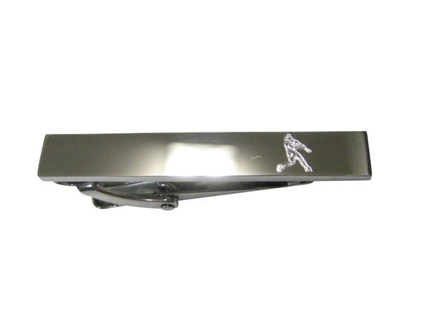 Silver Toned Etched Sleek Baseball Player Skinny Tie Clip