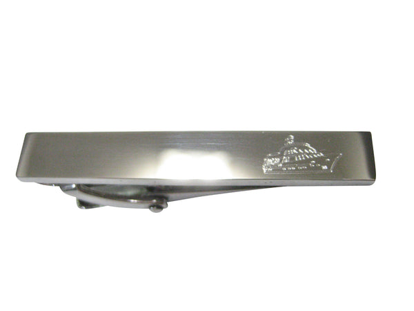 Silver Toned Etched Sleek Boat Skinny Tie Clip