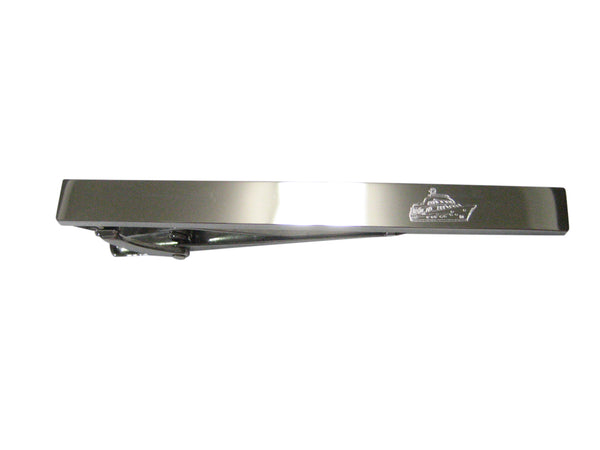 Silver Toned Etched Sleek Boat Tie Clip