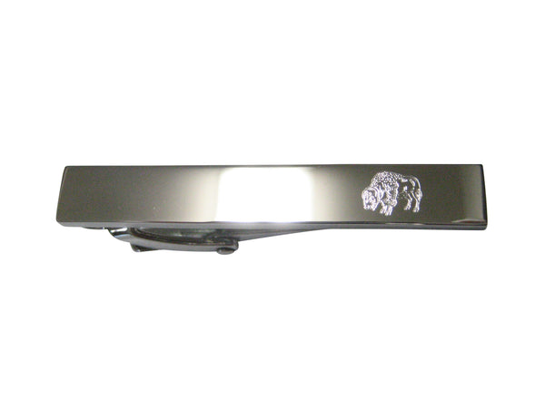 Silver Toned Etched Sleek Buffalo Skinny Tie Clip