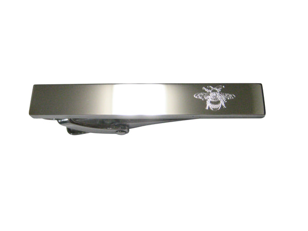 Silver Toned Etched Sleek Bumble Bee Skinny Tie Clip