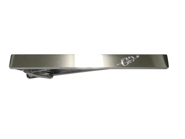 Silver Toned Etched Sleek Cello Music Instrument Tie Clip