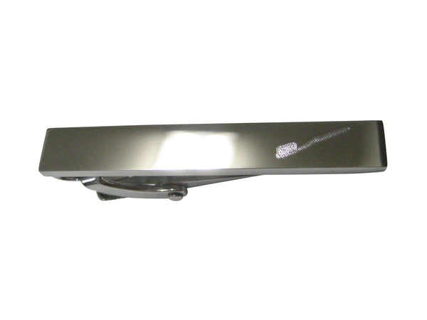 Silver Toned Etched Sleek Dental Tooth Brush Skinny Tie Clip