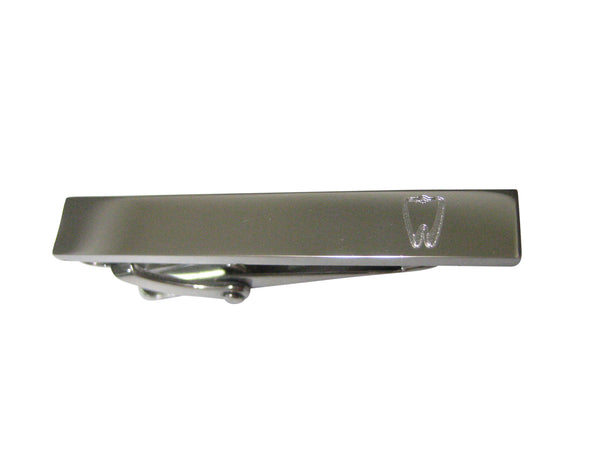 Silver Toned Etched Sleek Dental Tooth Skinny Tie Clip