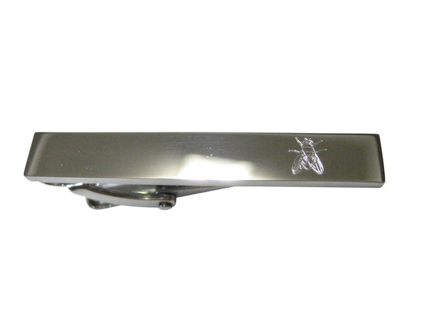 Silver Toned Etched Sleek Detailed Fly Bug Insect Skinny Tie Clip
