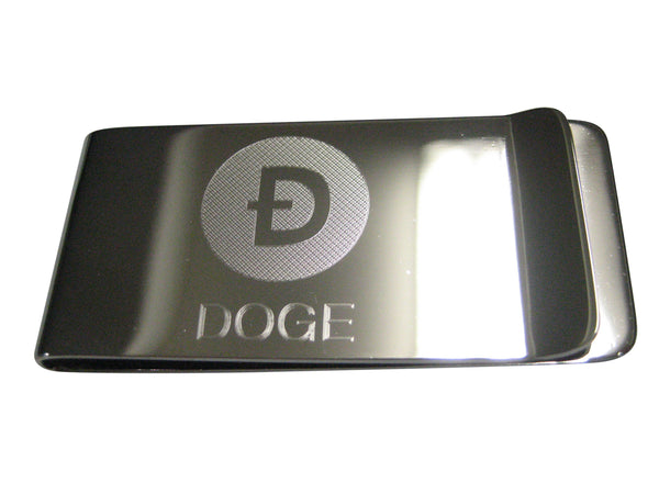 Silver Toned Etched Sleek Doge Coin Cryptocurrency Blockchain Money Clip