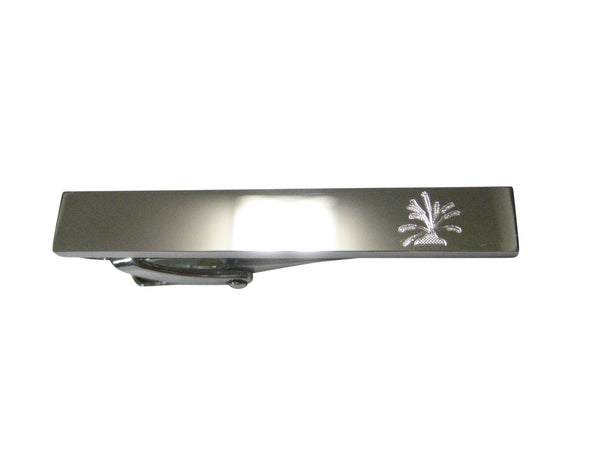 Silver Toned Etched Sleek Drosera Capensis Sundew Carnivorous Plant Skinny Tie Clip