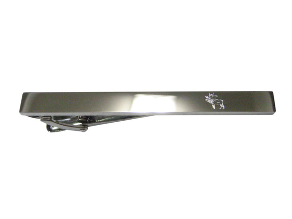 Silver Toned Etched Sleek Elk Tie Clip