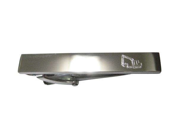 Silver Toned Etched Sleek Excavator Skinny Tie Clip