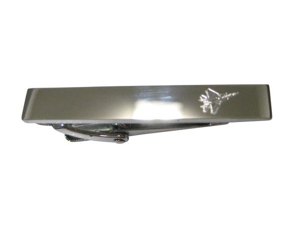 Silver Toned Etched Sleek Fighter Jet Plane Skinny Tie Clip