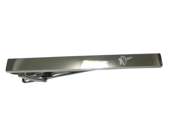 Silver Toned Etched Sleek Fighter Jet Plane Tie Clip