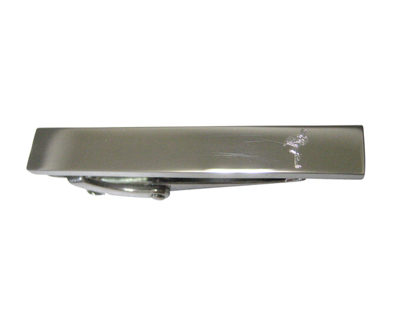 Silver Toned Etched Sleek Flamingo Bird Skinny Tie Clip