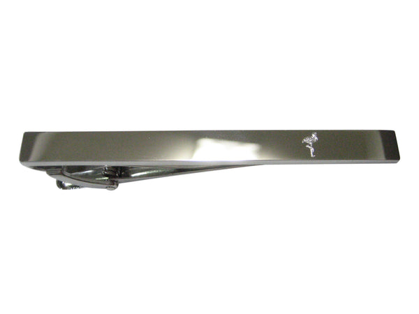 Silver Toned Etched Sleek Flamingo Bird Tie Clip