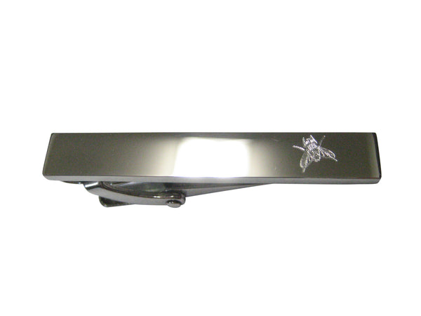Silver Toned Etched Sleek Fly Bug Insect Skinny Tie Clip