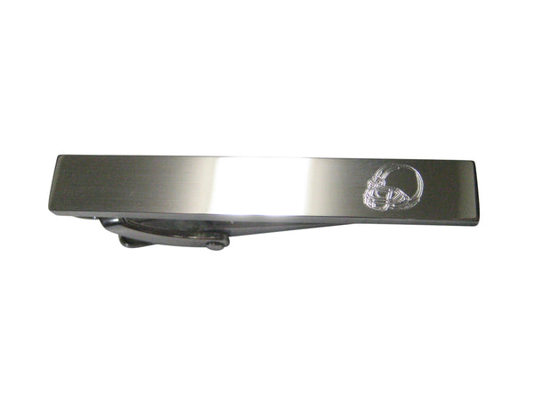 Silver Toned Etched Sleek Football Helmet Skinny Tie Clip