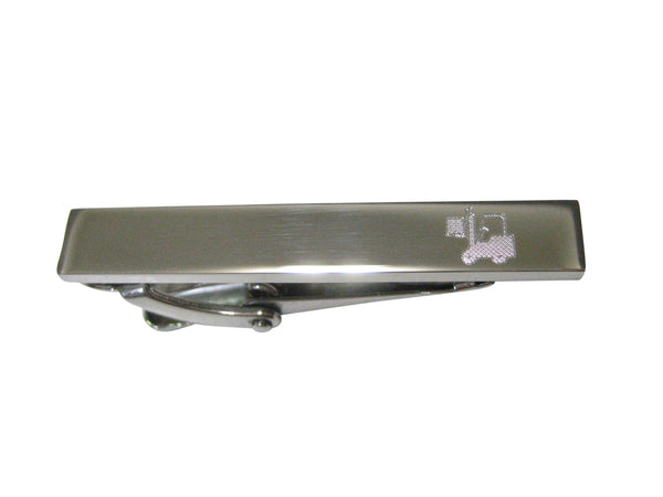 Silver Toned Etched Sleek Forklift Skinny Tie Clip