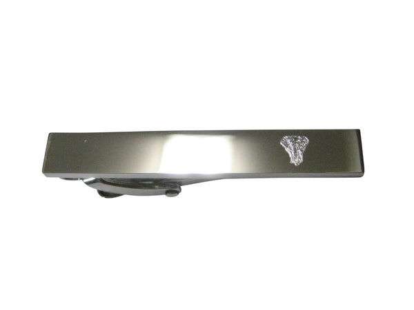 Silver Toned Etched Sleek Front Facing Elephant Skinny Tie Clip