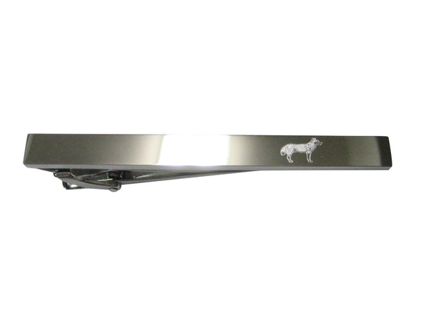 Silver Toned Etched Sleek Full Dog Tie Clip