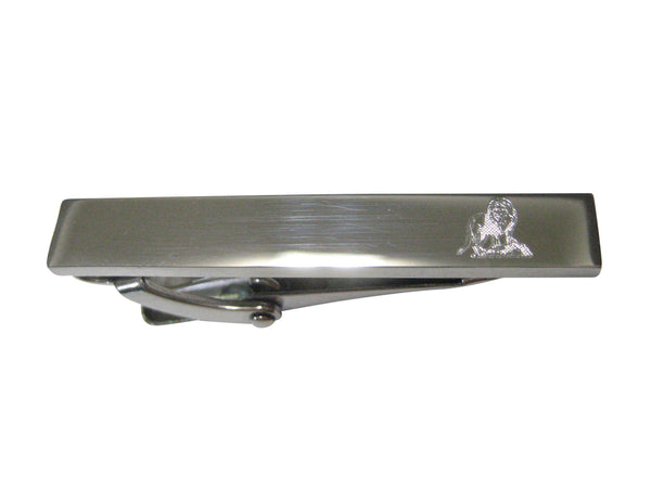 Silver Toned Etched Sleek Full Lion Skinny Tie Clip
