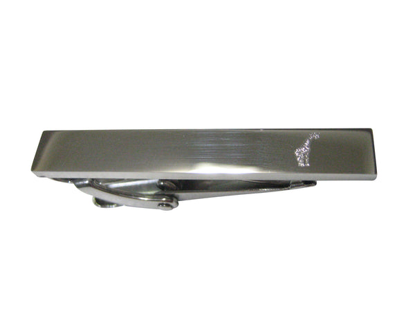Silver Toned Etched Sleek Giraffe Skinny Tie Clip