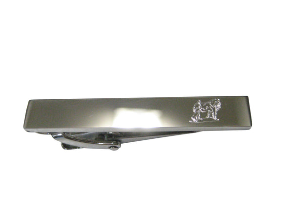 Silver Toned Etched Sleek Gorilla Skinny Tie Clip
