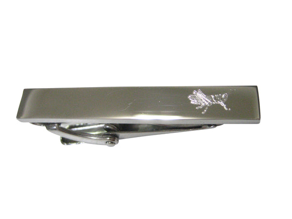 Silver Toned Etched Sleek Grasshopper Locust Insect Skinny Tie Clip