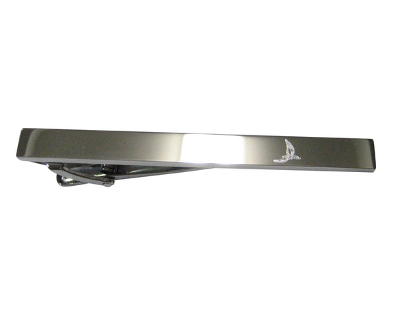 Silver Toned Etched Sleek Hawk Bird Tie Clip