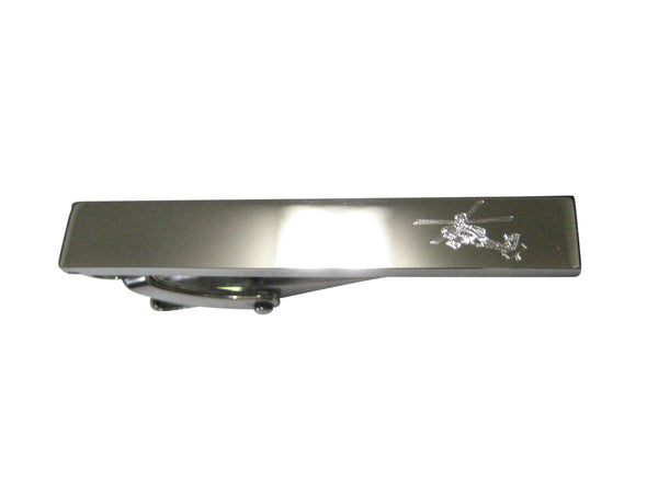 Silver Toned Etched Sleek Helicopter Skinny Tie Clip