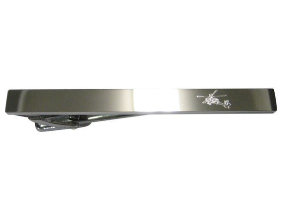 Silver Toned Etched Sleek Helicopter Tie Clip